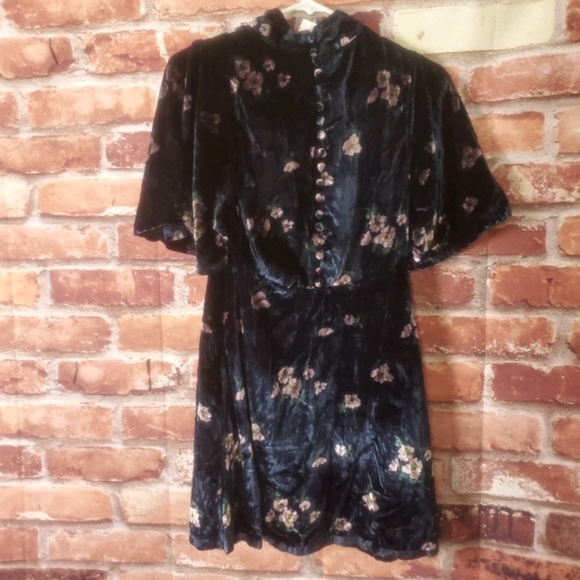 Free People Be My Baby Black Velvet Dress Sz 4, 12 - Picture 5 of 6